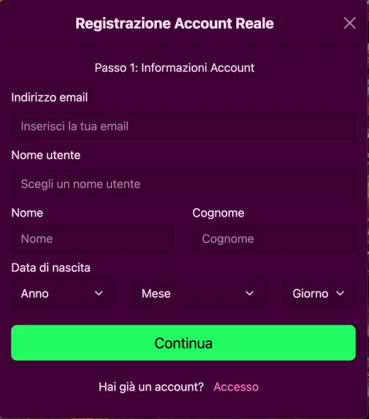Schermata accesso Candyland